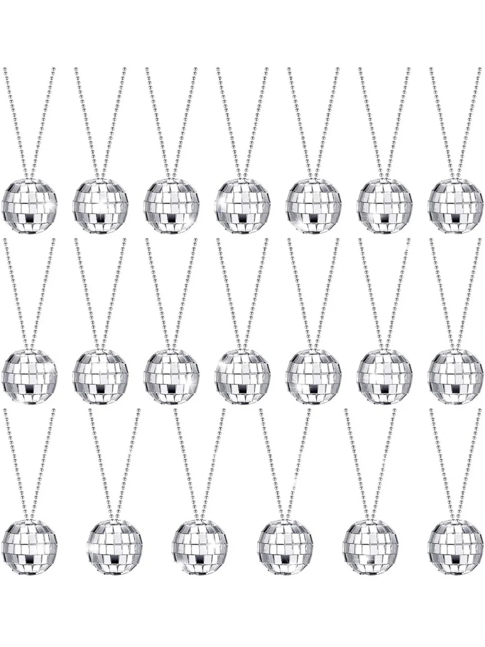 20 Piece Disco Ball Bead Garland Necklace Set - Silver Party Decoration